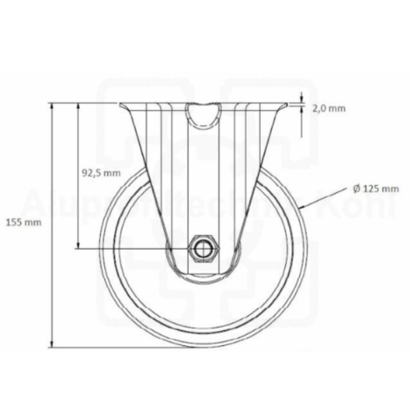 Bockrolle Durchmesser 125 mm Vollgummi auf Stahlfelge