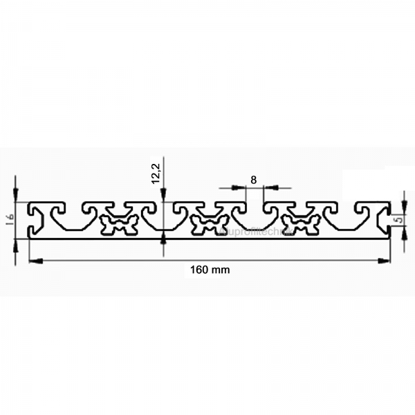 Aluprofil Nutplatte 16 x 160  Nut 8