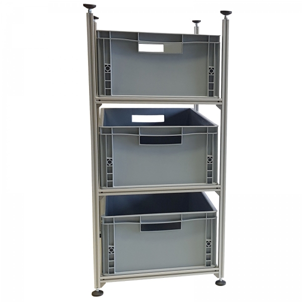 Regalsystem RL- 400 x 600 für 3 Eurobehälter Regalsystem RL- 400 x 600 für 3 Eurobehälter