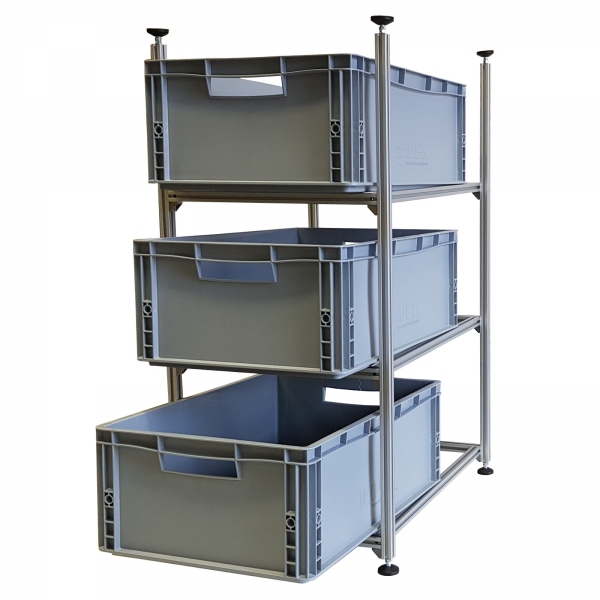 Regalsystem RL- 400 x 600 für 3 Eurobehälter Regalsystem RL- 400 x 600 für 3 Eurobehälter