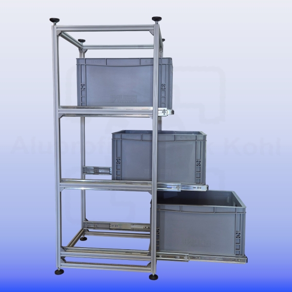 Regalsystem RL- 300 x 400 mit Auszug für 3 Eurobehälter Grundmodell