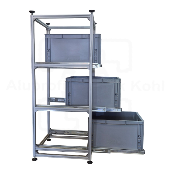 Regalsystem RL- 300 x 400 mit Auszug für 3 Eurobehälter Grundmodell