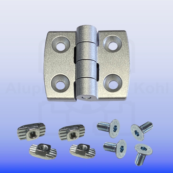 Scharnier silber Aludruckguss Profil 30 Nut 8 BP30N8