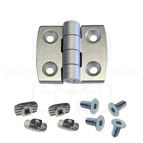 Scharnier silber Aludruckguss Profil 30 Nut 8 BP30N8