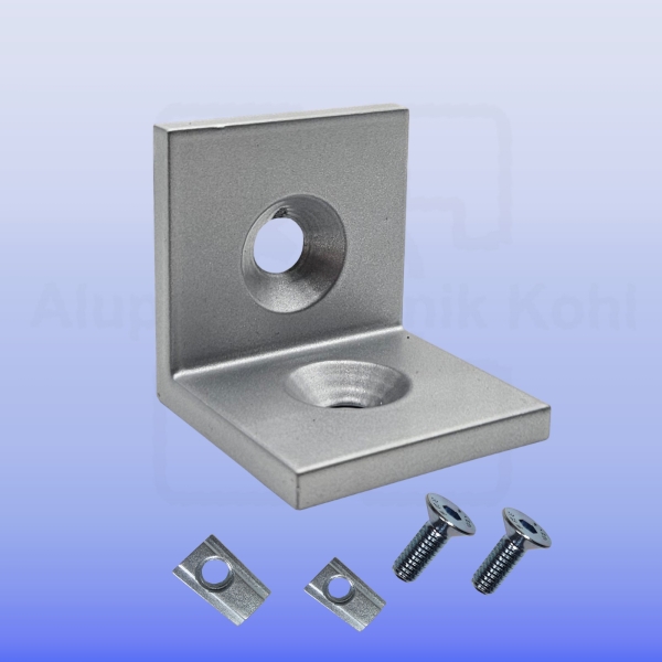 Winkel 40 x 40 Stahl alufarbig Nut 10 Eckige Form