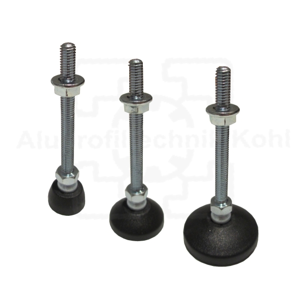 Stellfuß  M 8 x 40 mm mit Teller 20 - 30 - 40 mm optional Antirutsch Platte