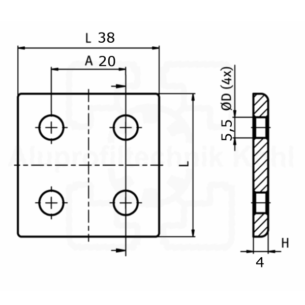 Nutprofil-Alu-Profil-Verbindungsplatte,Nut8-Profil 40-Aluprofile-Bosch-Profile-Strebenprofil-