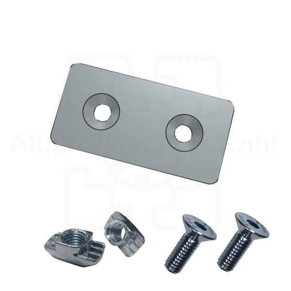 Verbindungsplatte 40 x 80 verzinkt Nut 10 optional Befestigung für Aluprofil 40 Nut 10