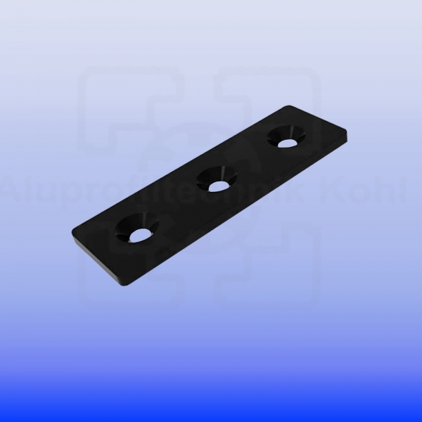 Verbindungsplatte 40 x 120 schwarz mit Befestigung für Aluprofil 40 Nut 10 BP40N10