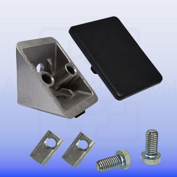 Winkel 40 x 40 Nut 8  schwere Ausführung mit Befestigung