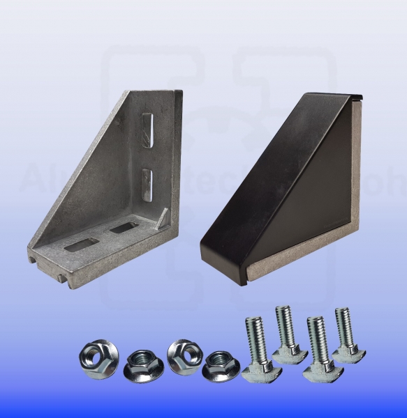 Winkel 40 x 80 Nut 10 Aluprofil 40 Nut 10 mit Befestigung BP40N10