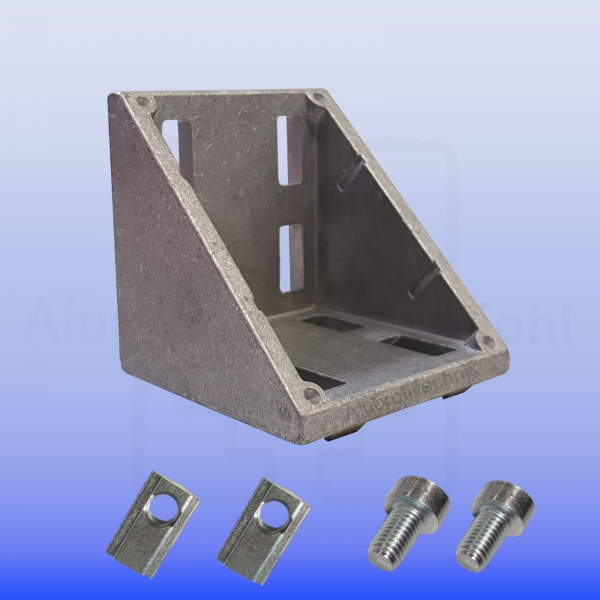 Winkel 80 x 80 Nut 8 optional mit Befestigung für Aluprofil IP80N8