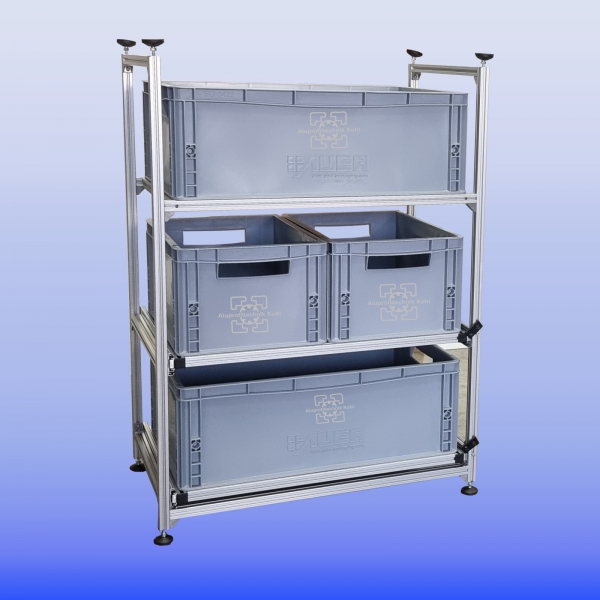 Regalsystem RL- 600 x 400 mit Auszug für 3 Eurobehälter Grundmodell Regalsystem RL- 600 x 400 mit Auszug für 3 Eurobehälter Grundmodell