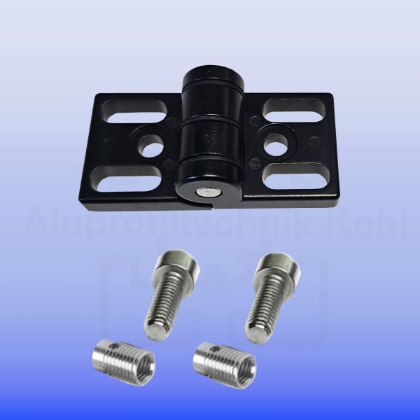 Zinkdruckgussscharnier 40 Profil 40 Nut 10 mit Befestigung BP40N10