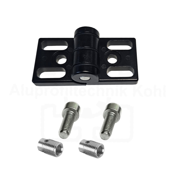 Zinkdruckgussscharnier 40 Profil 40 Nut 10 mit Befestigung BP40N10