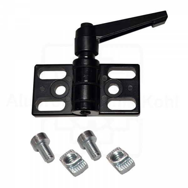 Scharnier Zinkdruckguss 40 mit Klemmhebel Profil 40 Nut 10 mit Bef. BP40N10