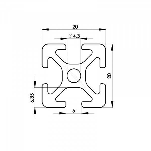 Profil 20 x 20 Nut 5 leicht im Zuschnitt