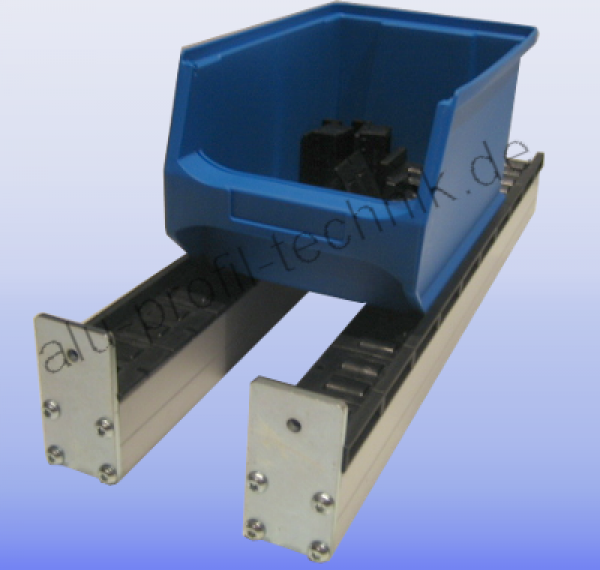 Alu-Profil--Wandschiene-Sichtlagerbox-Greifbehälter-Stapelbox-Aluprofile-Bosch